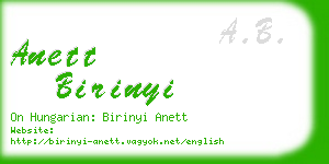 anett birinyi business card